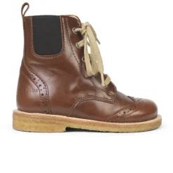Angulus Kids | Lace-up Boot with Elastic & Zipper | Brown