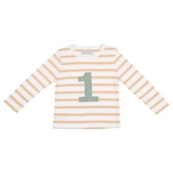 Bob & Blossom Number T-Shirts | Biscuit, White & Green Striped