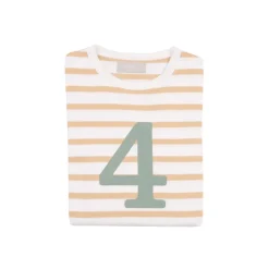 Bob & Blossom Number T-Shirts | Biscuit, White & Green Striped