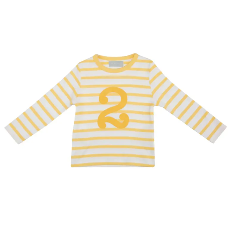 Bob & Blossom Number T-Shirts | Buttercup & White Striped