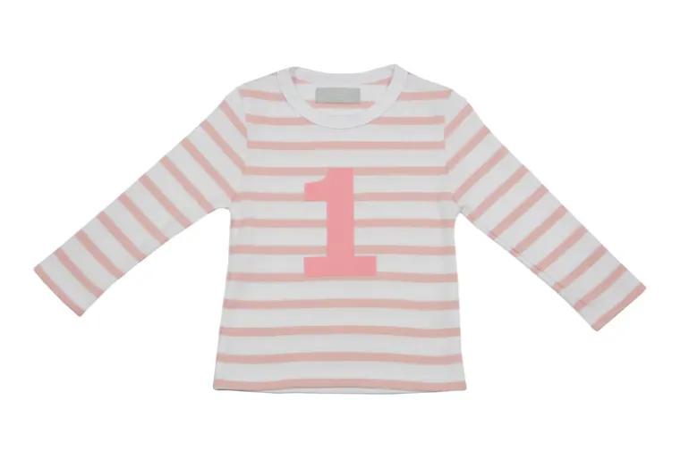 Bob & Blossom Number T-Shirts | Dusty Pink & White Striped