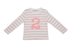 Bob & Blossom Number T-Shirts | Dusty Pink & White Striped