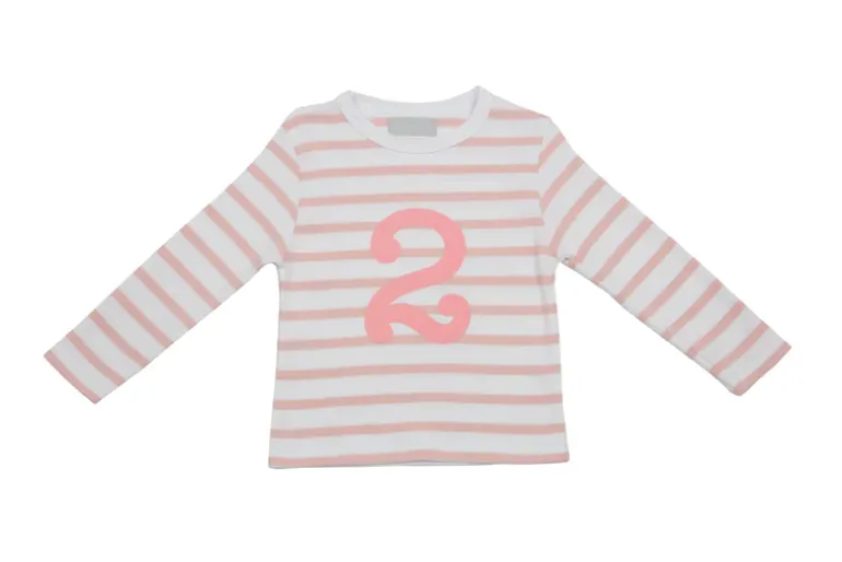Bob & Blossom Number T-Shirts | Dusty Pink & White Striped