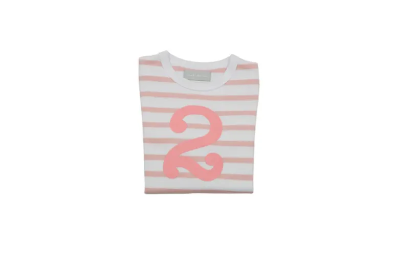 Bob & Blossom Number T-Shirts | Dusty Pink & White Striped