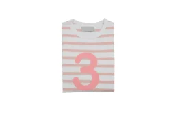 Bob & Blossom Number T-Shirts | Dusty Pink & White Striped