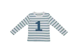 Bob & Blossom Number T-Shirts | Ocean & White Striped