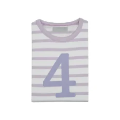 Bob & Blossom Number T-Shirts | Parma Violet & White Striped