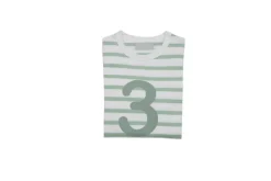 Bob & Blossom Number T-Shirts | Seafoam Green & White Striped