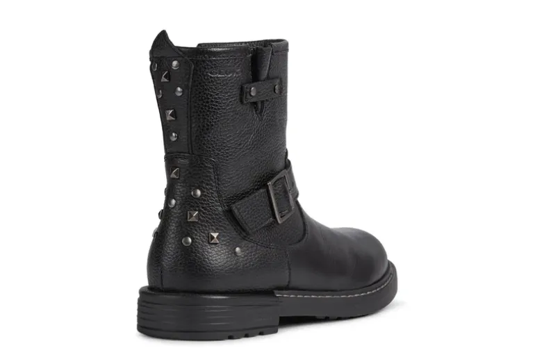Geox Kids Boots | Eclair Biker | Black Leather