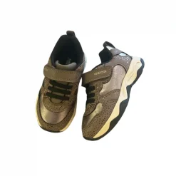 Geox Kids Trainers | Calco Velcro | Smoke Grey & Gold