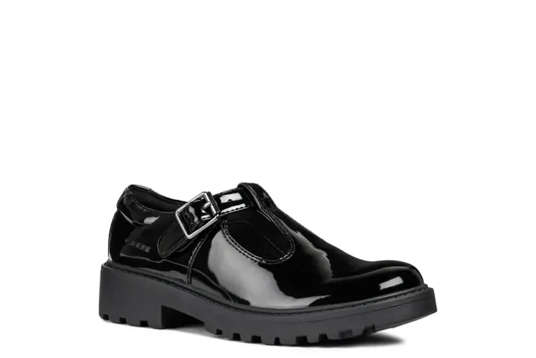 Geox School Shoes | Casey T-Bar | Black Patent