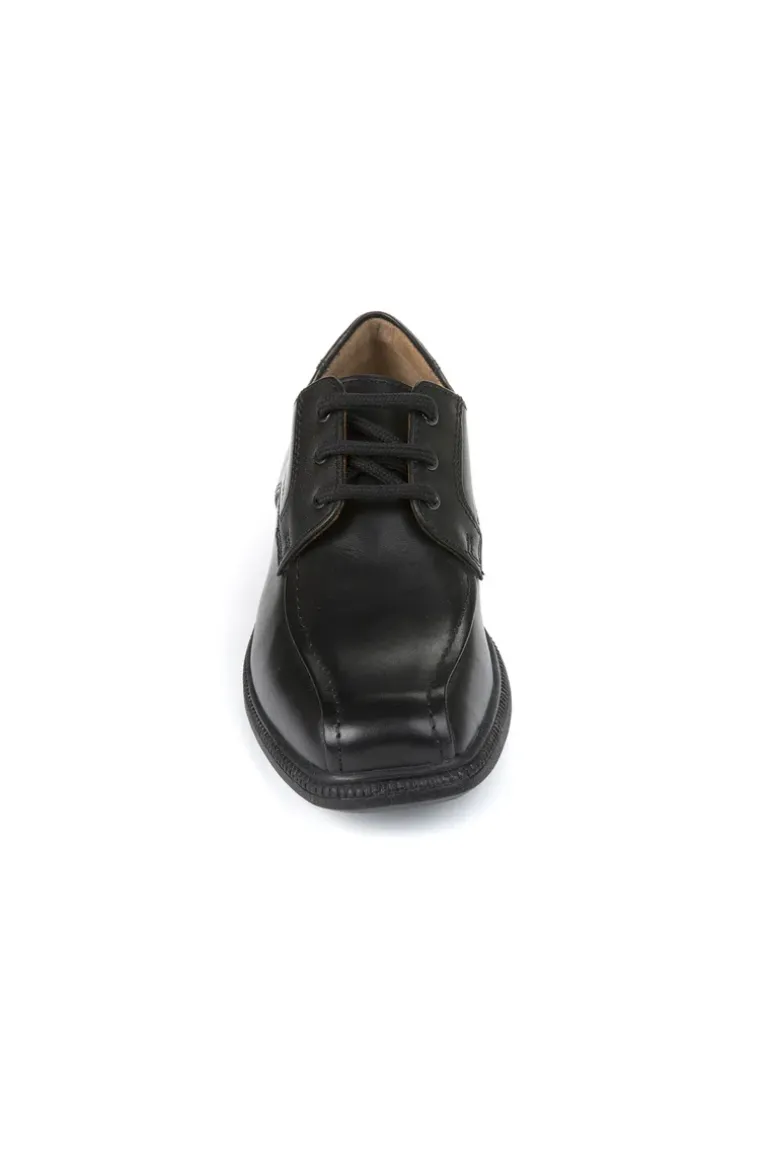 Geox School Shoes | Federico Stitch Lace Up | Black Leather