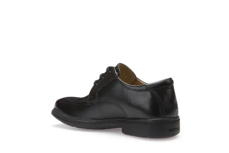 Geox School Shoes | Federico Stitch Lace Up | Black Leather