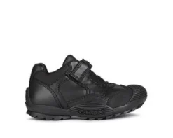 Geox School Shoes | Savage Elastic Velcro | Black Leather
