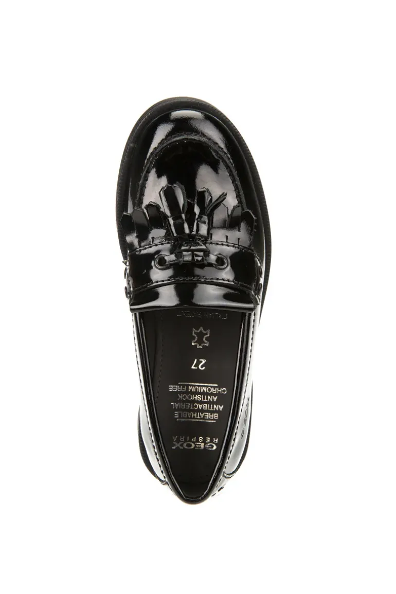 Geox School Shoes | Tassel Loafer Agata A | Black Patent