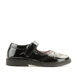 Petasil School Shoes | Claret | Black Patent