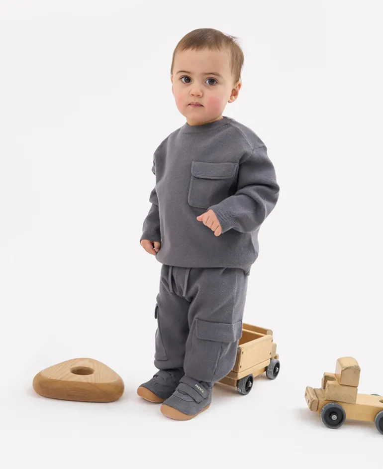Prenta First Walker Shoes | Rocket | Charcoal Suede