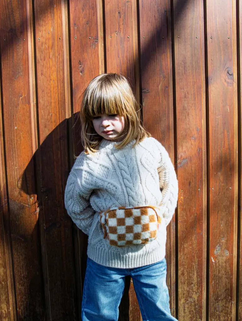 Rockahula Kids Bags | Toffee Check Furry Bum Bag