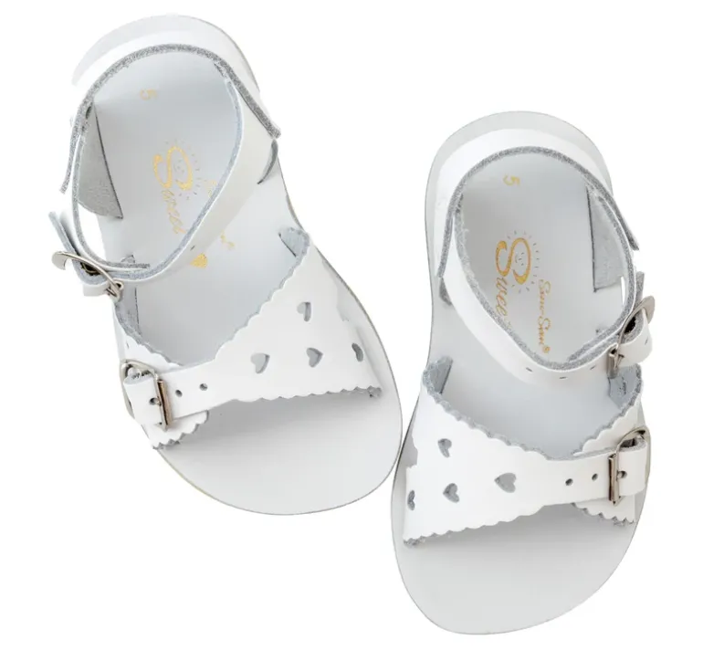 Salt-Water Sun-San | Kids Sweetheart Sandals | White