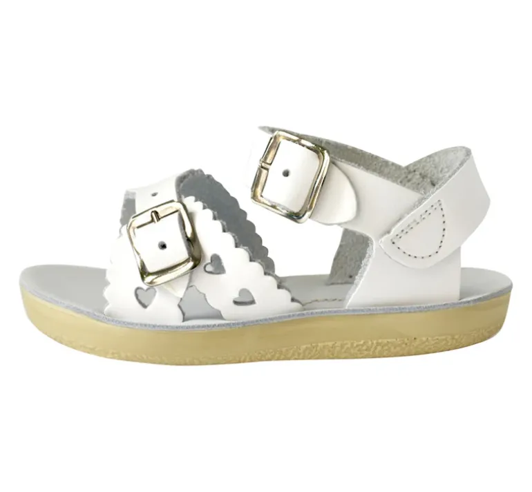 Salt-Water Sun-San | Kids Sweetheart Sandals | White