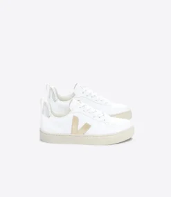 Veja Kids Trainers | V-10 CWL Lace | White Platine Silver